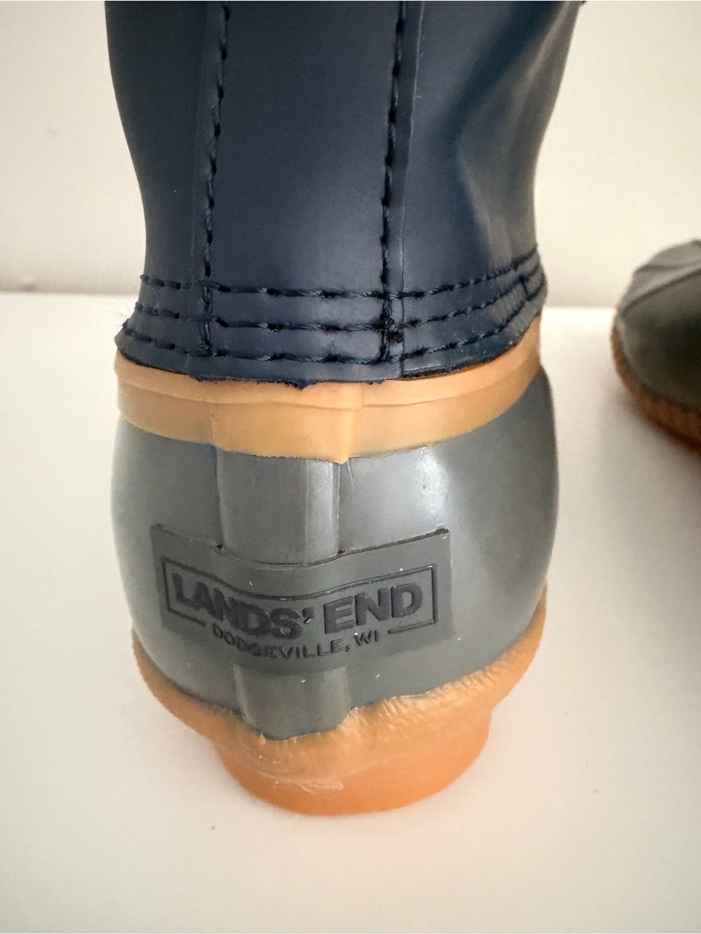 Land’s End women’s 6 navy gray rubber waterproof winter rain outdoor duck boot - Picture 4 of 8